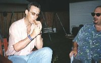 Trying one of Mike's cigars